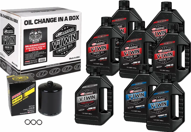 V-Twin Oil Change Kit Syn M8 Black Filter #90-129018Pb 1