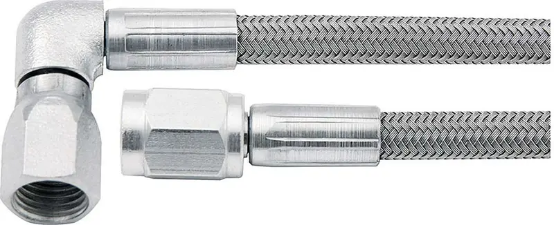 Allstar Performance An-3 Braided Stainless Steel Fuel Line – 12-Inch Length, -3An Fittings, 90-Degree Elbow (46302-12) 1
