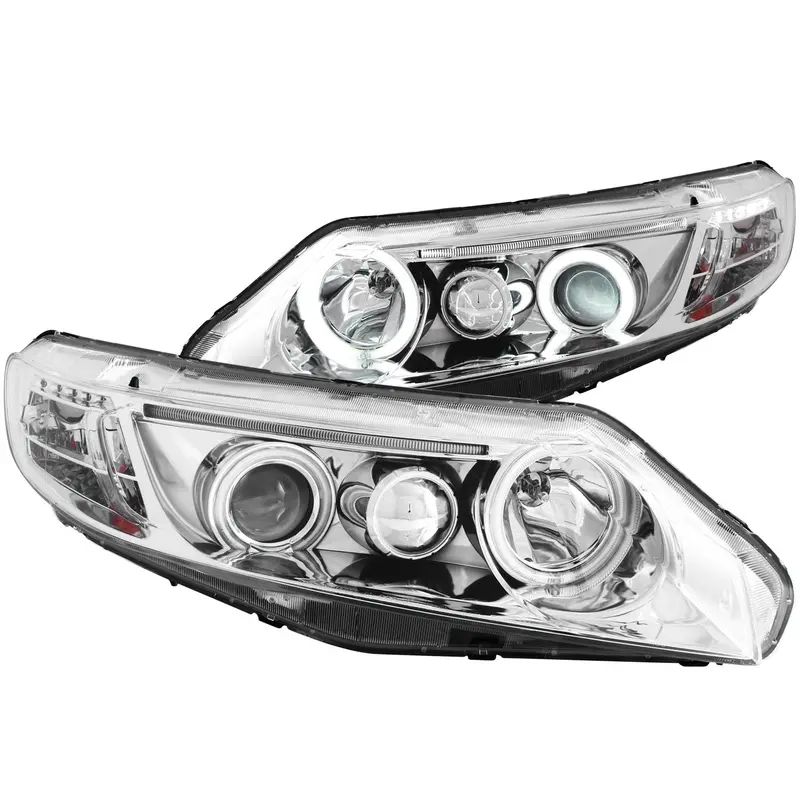 Anzo Usa 121061 Projector Headlight Set W/Halo; Clear Lens; Chrome Housing; Pair; Ccfl; 1