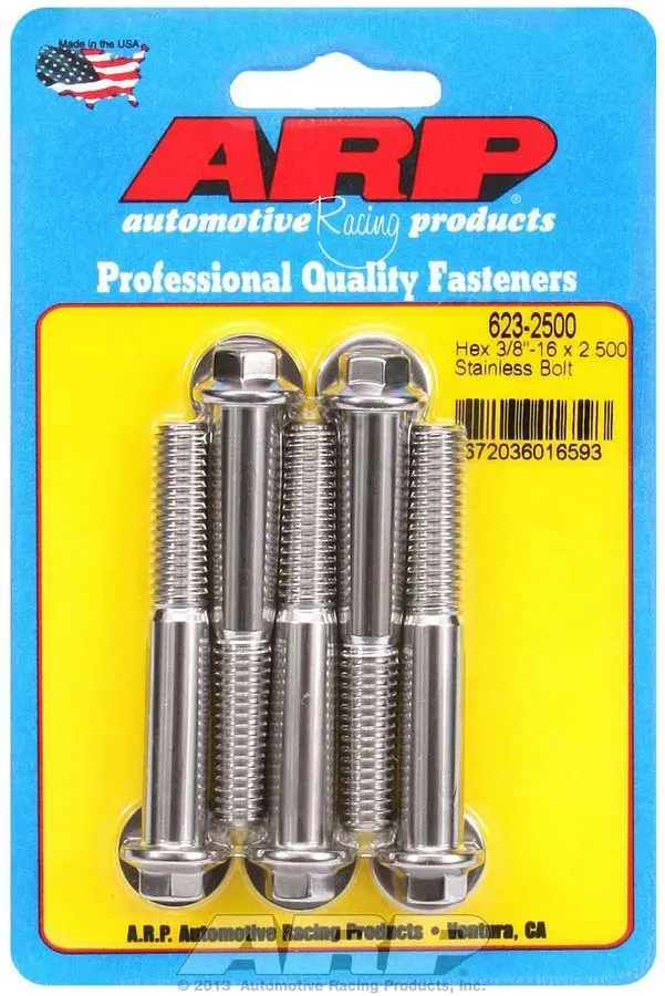 Arp 623-2500 Stainless Steel Hex Bolt Kit – 3/8-16 X 2.500", 5-Piece 1