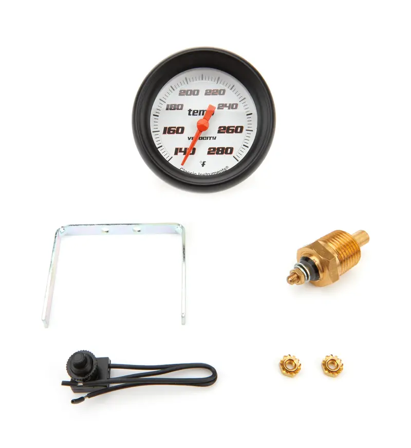Classic Instruments Velocity Series White Temperature Gauge – 2-5/8 Inch, Full-Sweep Design 1