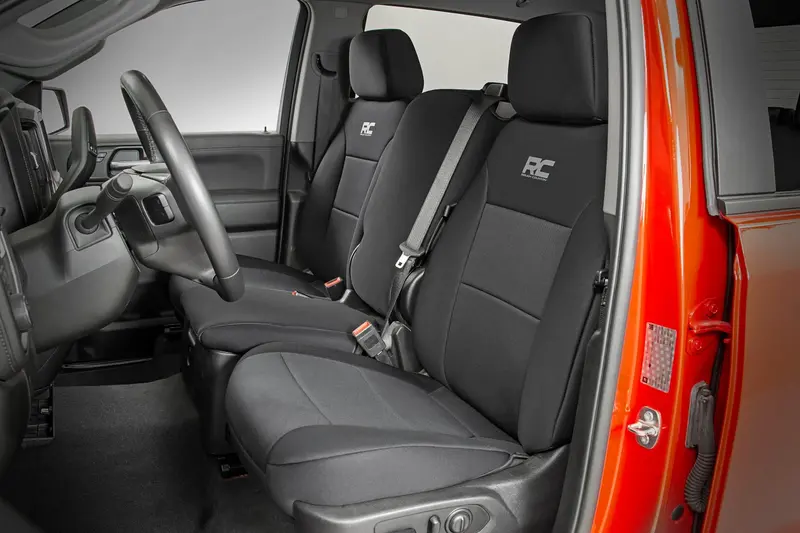 Rough Country Neoprene Front Seat Covers – Black, Fits 2019–2021 Chevy Silverado 1500 1