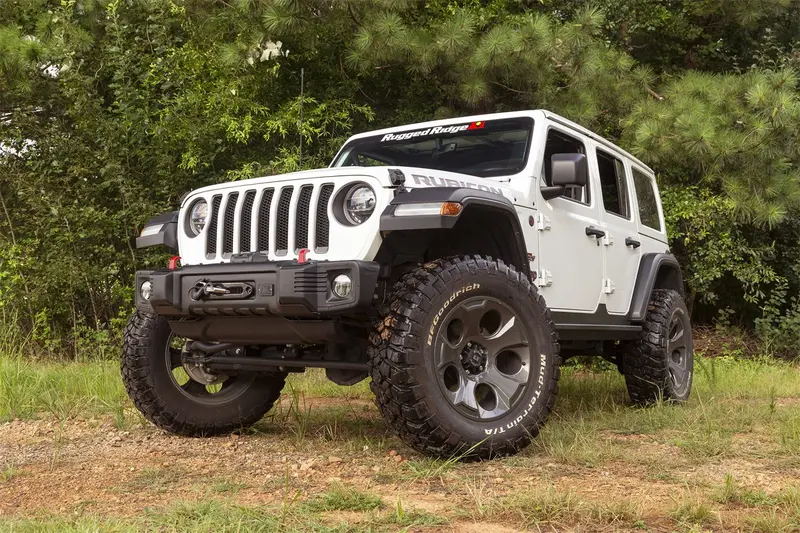 Rugged Ridge Spartacus Stubby Front Bumper – Durable Black Powder-Coated Steel 1