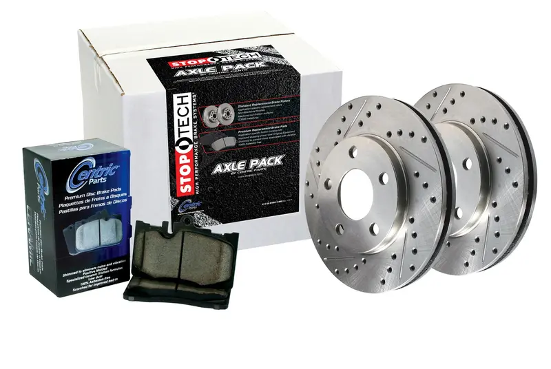 Stoptech 977.33084F Sport Front Axle Pack – Slotted Rotors With Brake Lines 1