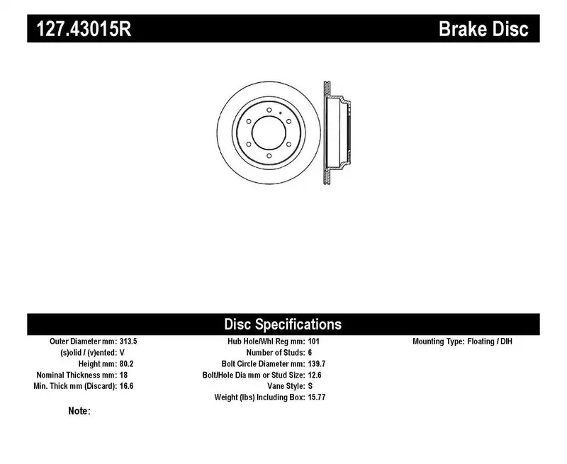 Stoptech Sport Drilled And Slotted Rear Right Brake Rotor – Model 127.43015R 1