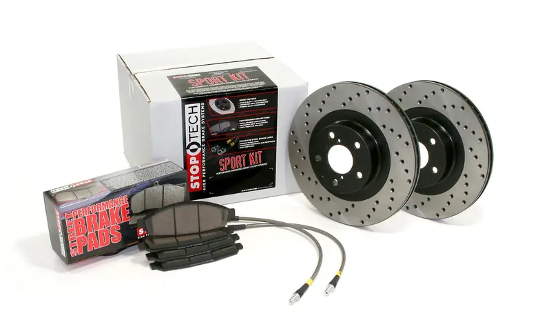 Stoptech Sport Rear Brake Kit – Drilled Rotors, Lines & Hardware (Model 979.40003R) 1